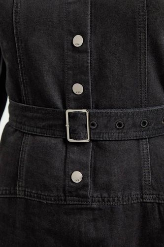 Robe Midi En Denim À Manches Longues Avec Découpes | Taille 18 - KarenMillen - Modalova