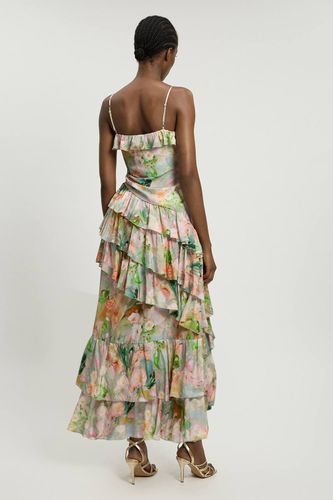 Robe Maxi En Viscose À Imprimé Fleuri Avec Détails De Volants | Taille 18 - KarenMillen - Modalova