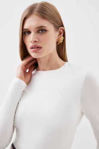 Haut À Manches Longues Col Rond En Coton Stretch | Taille Medium - KarenMillen - Modalova