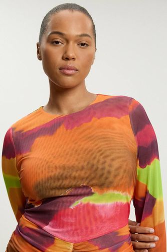 Robe Maxi Froncée En Mesh Imprimé Marbré Grande Taille | Taille 2XL - KarenMillen - Modalova