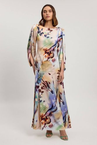 Robe Mi-longue Douce En Viscose Satinée Imprimée | Taille 18 - KarenMillen - Modalova