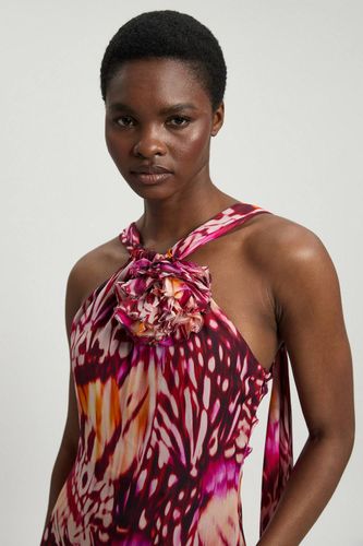 Robe Maxi Petite En Georgette De Viscose À Imprimé Papillons Avec Rosette Et Encolure Dos-nu | Taille 16 - KarenMillen - Modalova