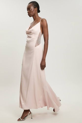 Robe Longue En Viscose Satinée Coupée En Biais Avec Insertions De Dentelle | Taille 18 - KarenMillen - Modalova