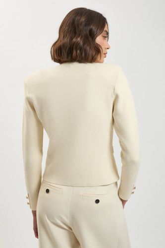 Cardigan Tricoté À Double Boutonnage Militaire Aspect Laine | Taille Medium - KarenMillen - Modalova
