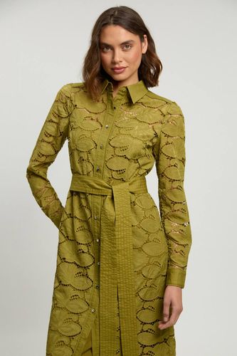 Robe Chemise Tissée Petite À Col En Coton Ajouré | Taille 14 - KarenMillen - Modalova