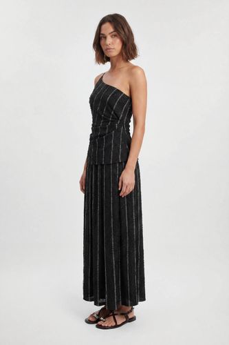 Haut Ajusté À Encolure Asymétrique Avec Rayures Fines Perlées | Taille 16 - KarenMillen - Modalova