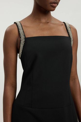 Robe Fourreau Longue En Tissu Stretch Compact Avec Détails De Strass | Taille 16 - KarenMillen - Modalova