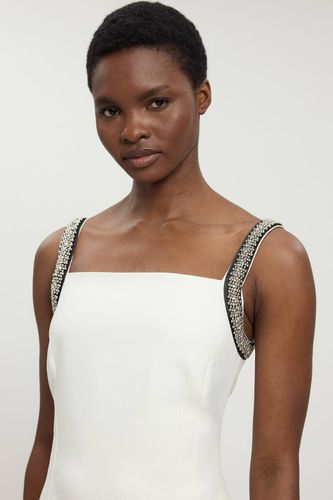 Robe Fourreau Longue En Tissu Stretch Compact Avec Détails De Strass | Taille 16 - KarenMillen - Modalova
