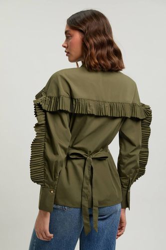 Chemise En Popeline De Coton Avec Détail De Plis Plissés | Taille 16 - KarenMillen - Modalova