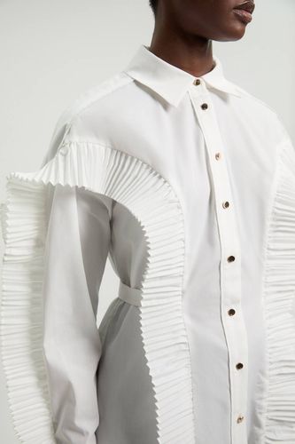 Chemise En Popeline De Coton Avec Détail De Plis Plissés | Taille 16 - KarenMillen - Modalova