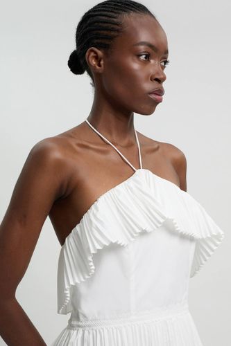 Robe Longue Tissée Dos Nu En Popeline De Coton Avec Détails Plissés Petite | Taille 16 - KarenMillen - Modalova