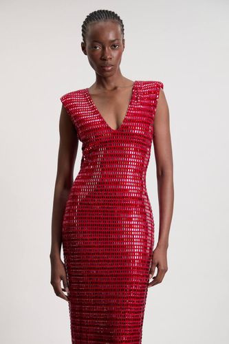 Robe Mi-longue En Jersey Sans Manches À Encolure Plongeante Ornée De Cristaux Premium | Taille Medium - KarenMillen - Modalova