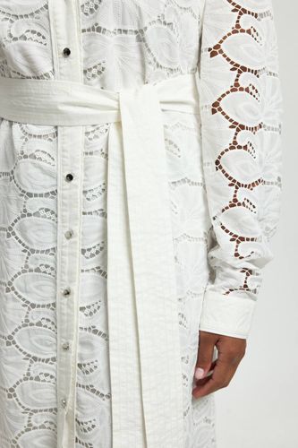 Robe Chemise Tissée En Coton À Col Avec Découpes Ajourées Grande Taille | Taille 20 - KarenMillen - Modalova