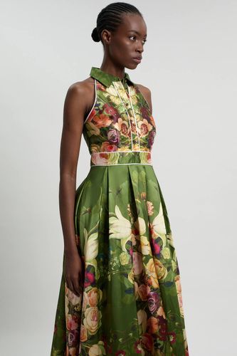 Robe Maxi À Col En Twill Fleuri Petite | Taille 10 - KarenMillen - Modalova