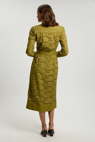 Robe Chemise En Coton Tissé À Col Avec Broderie Ajourée | Taille 18 - KarenMillen - Modalova