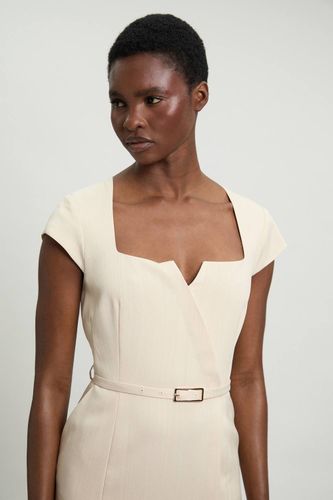 Robe Crayon Ajustée À Encolure Carrée Avec Ceinture En Mélange De Viscose | Taille 18 - KarenMillen - Modalova