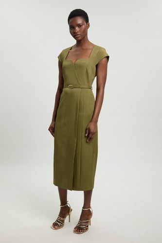 Robe Crayon Ajustée À Encolure Carrée Avec Ceinture En Mélange De Viscose | Taille 18 - KarenMillen - Modalova