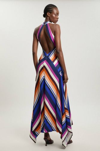 Robe Longue Dos-nu Fluide À Rayures Tissées En Mélange De Coton Petite | Taille 16 - KarenMillen - Modalova