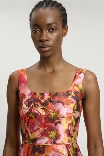 Robe Longue Tissée À Corset Imprimé Floral Orange En Sergé Jacquard Petite | Taille 16 - KarenMillen - Modalova