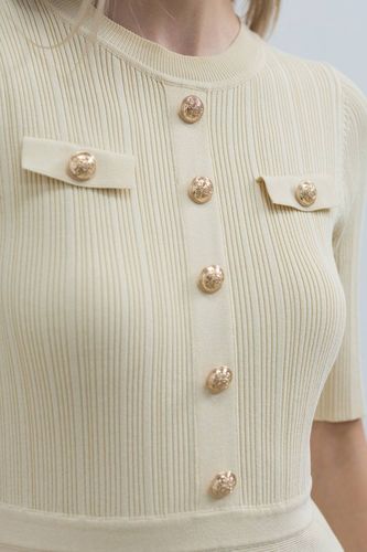 Robe Maxi Côtelée Petite Avec Détails Militaires | Taille Medium - KarenMillen - Modalova