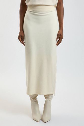 Jupe Midi Tricotée Aspect Laine Avec Fentes Latérales | Taille Medium - KarenMillen - Modalova