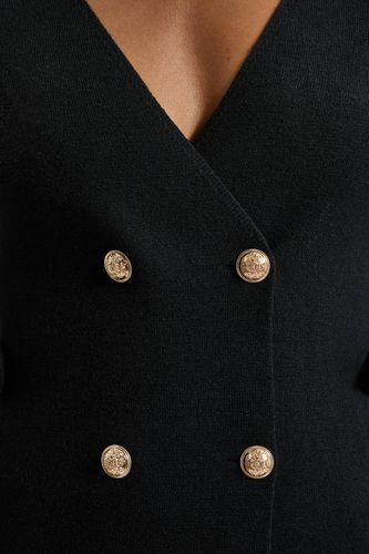 Robe Tricotée Cintrée Petite Aspect Laine À Double Boutonnage Militaire | Taille Medium - KarenMillen - Modalova
