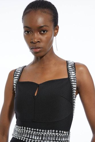 Robe Longue Moulante En Maille Bandage Ornée De Cristaux | Taille 18 - KarenMillen - Modalova
