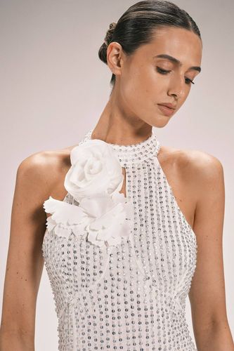 Robe Longue Maxi Tissée Avec Appliqués De Cristaux Et Rosettes | Taille 16 - KarenMillen - Modalova