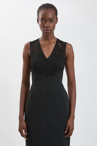 Robe Midi Ajustée En Tissu Stretch Avec Détail En Dentelle | Taille 18 - KarenMillen - Modalova