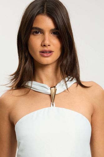 Robe Longue Dos Nu En Satin Viscose Imprimé Carreaux Petite | Taille 16 - KarenMillen - Modalova