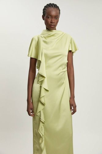 Robe Midi En Satin Texturé À Détail De Volant | Taille 18 - KarenMillen - Modalova
