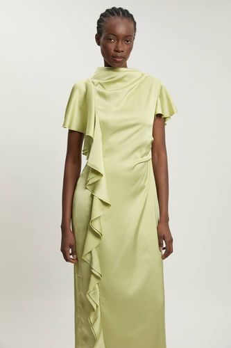 Robe Midi À Volant Texturé En Satin Pour Petite Taille | Taille 16 - KarenMillen - Modalova