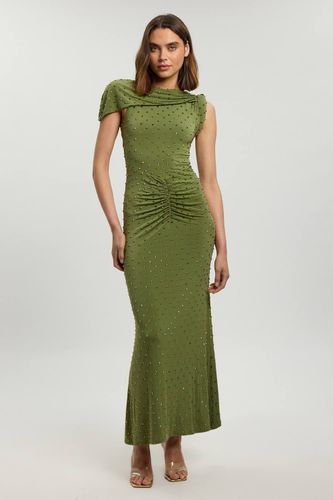 Robe Longue En Jersey Ornée De Strass Avec Détail Torsadé | Taille Medium - KarenMillen - Modalova