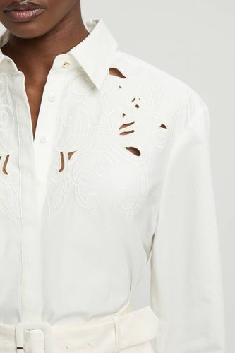 Chemise En Popeline De Coton À Découpes Ajourées | Taille 18 - KarenMillen - Modalova