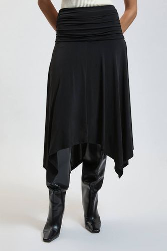 Jupe Midi En Crêpe Fluide Stretch À Ourlet Mouchoir Froncé | Taille Medium - KarenMillen - Modalova