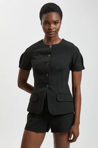Veste Ajustée À Manches Courtes En Tissu Stretch Compact | Taille 18 - KarenMillen - Modalova