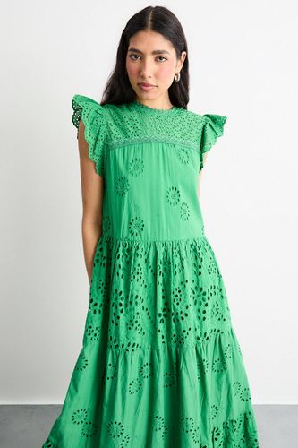 Robe Midi Étagée Mix Broderie | Taille 36 - Warehouse - Modalova