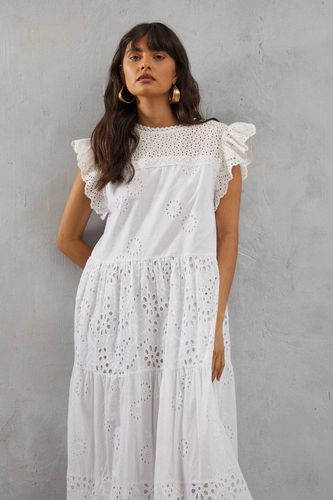 Robe Midi Étagée Mix Broderie | Taille 40 - Warehouse - Modalova