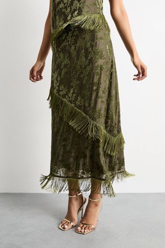 Jupe Midi Dévorée à Détails de Franges | Taille 34 - Warehouse - Modalova