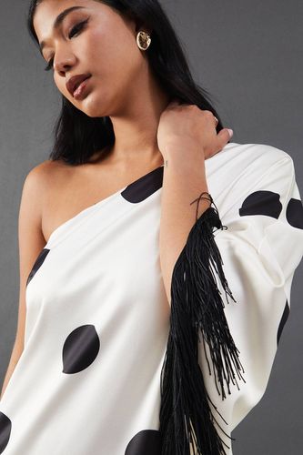 Robe Midi Asymétrique À Une Épaule Avec Franges Premium | Taille 42 - Warehouse - Modalova