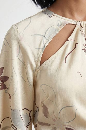 Robe Longue Asymétrique À Imprimé Floral Avec Manche Unique Et Découpe Goutte D'eau | Taille 46 - Warehouse - Modalova