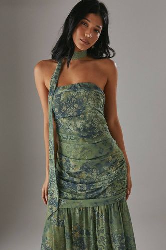 Robe Longue Bandeau Froncée Avec Cravate En Mousseline | Taille 44 - Warehouse - Modalova