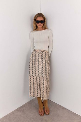 Jupe Midi En Synthétiquecuir Imprimé Synthétique | Taille 46 - Warehouse - Modalova