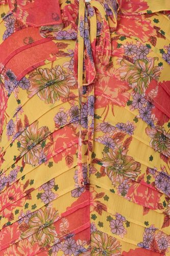 Robe Midi À Imprimé Floral Avec Plis Nervurés Et Volants | Taille 46 - Warehouse - Modalova