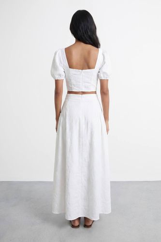 Jupe En Coton Brodé Taille Haute Avec Poches | Taille 42 - Warehouse - Modalova