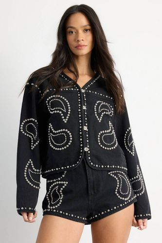 Veste En Denim Ornée De Motifs Paisley | Taille 46 - Warehouse - Modalova