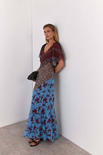 Robe Longue À Imprimé Floral Bordure Et Manches Évasées Premium | Taille 46 - Warehouse - Modalova