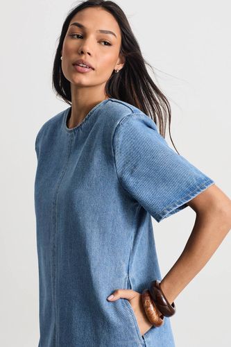 Robe Mi-Longue en Denim avec Fente Latérale | Taille 38 - Warehouse - Modalova
