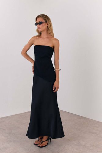 Robe Midi en Satin à Bustier Structuré Sans Bretelles | Taille 44 - Warehouse - Modalova