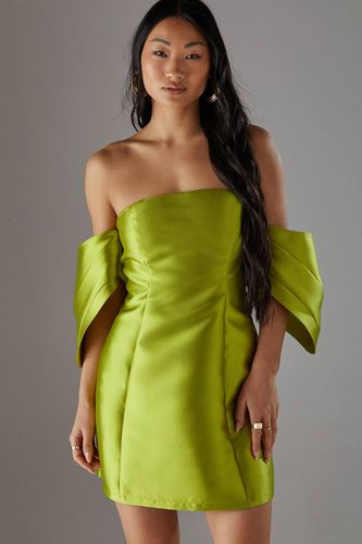 Robe Mini Bardot à Manches Bouffantes Structurées - Petite Taille | Taille 44 - Warehouse - Modalova